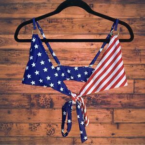 5 for $25🔥American Flag Tie Front Bikini Top Medium